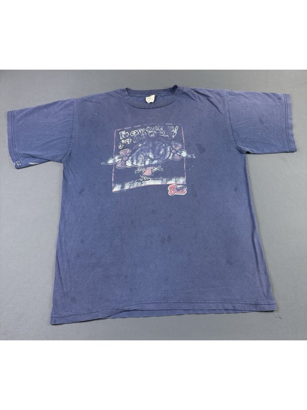 Rare Vintage 90s Brat Im Easy To Please! Just Do It My Way Sun Fade Art Cartoon
